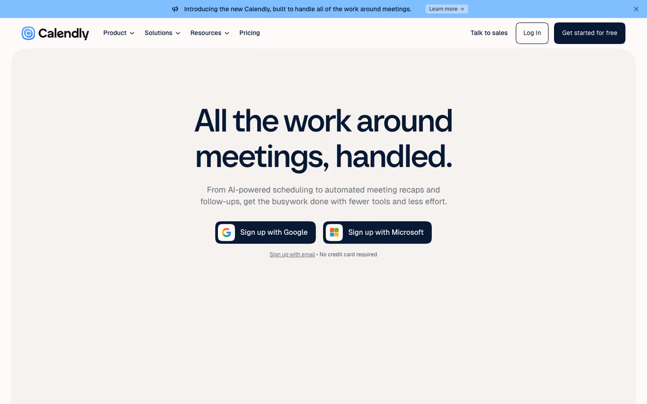 Calendly homepage screenshot