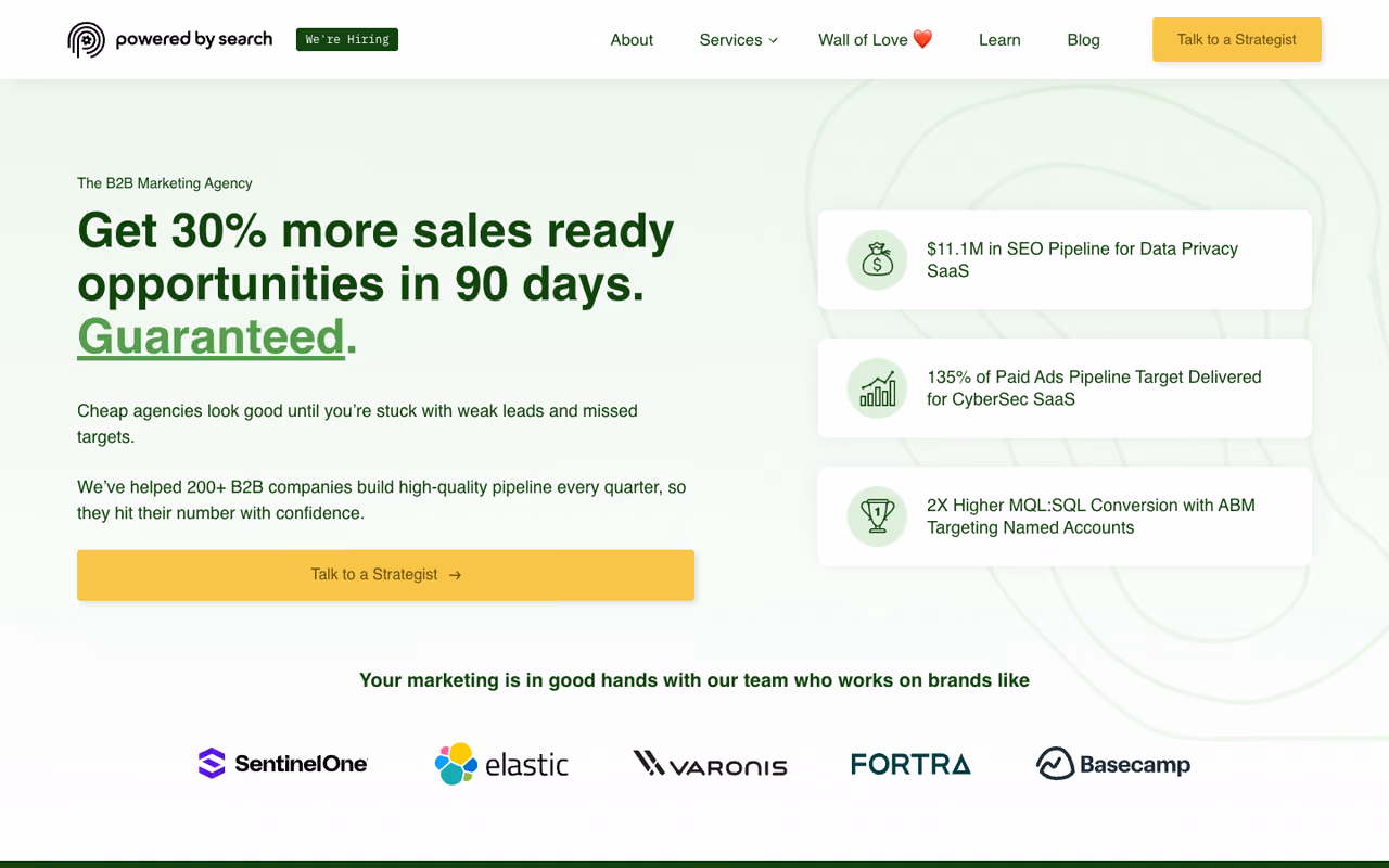 Powered by Search homepage screenshot