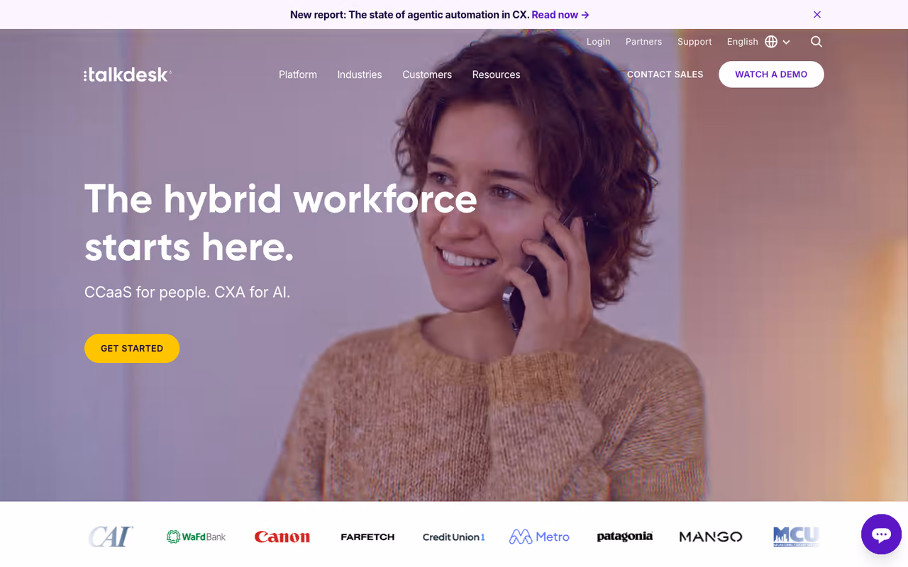 Talkdesk homepage screenshot