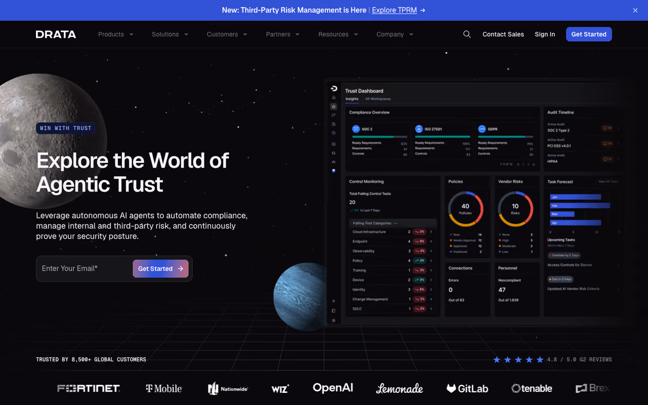 Drata homepage screenshot