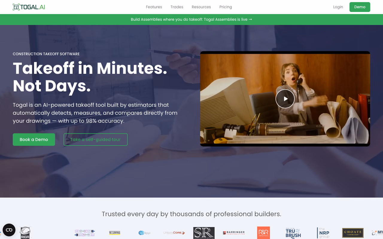 Togal.AI homepage screenshot