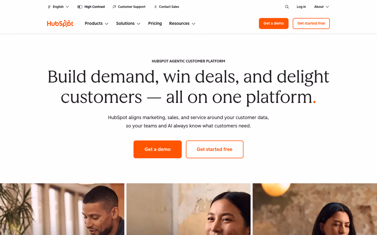 HubSpot homepage screenshot