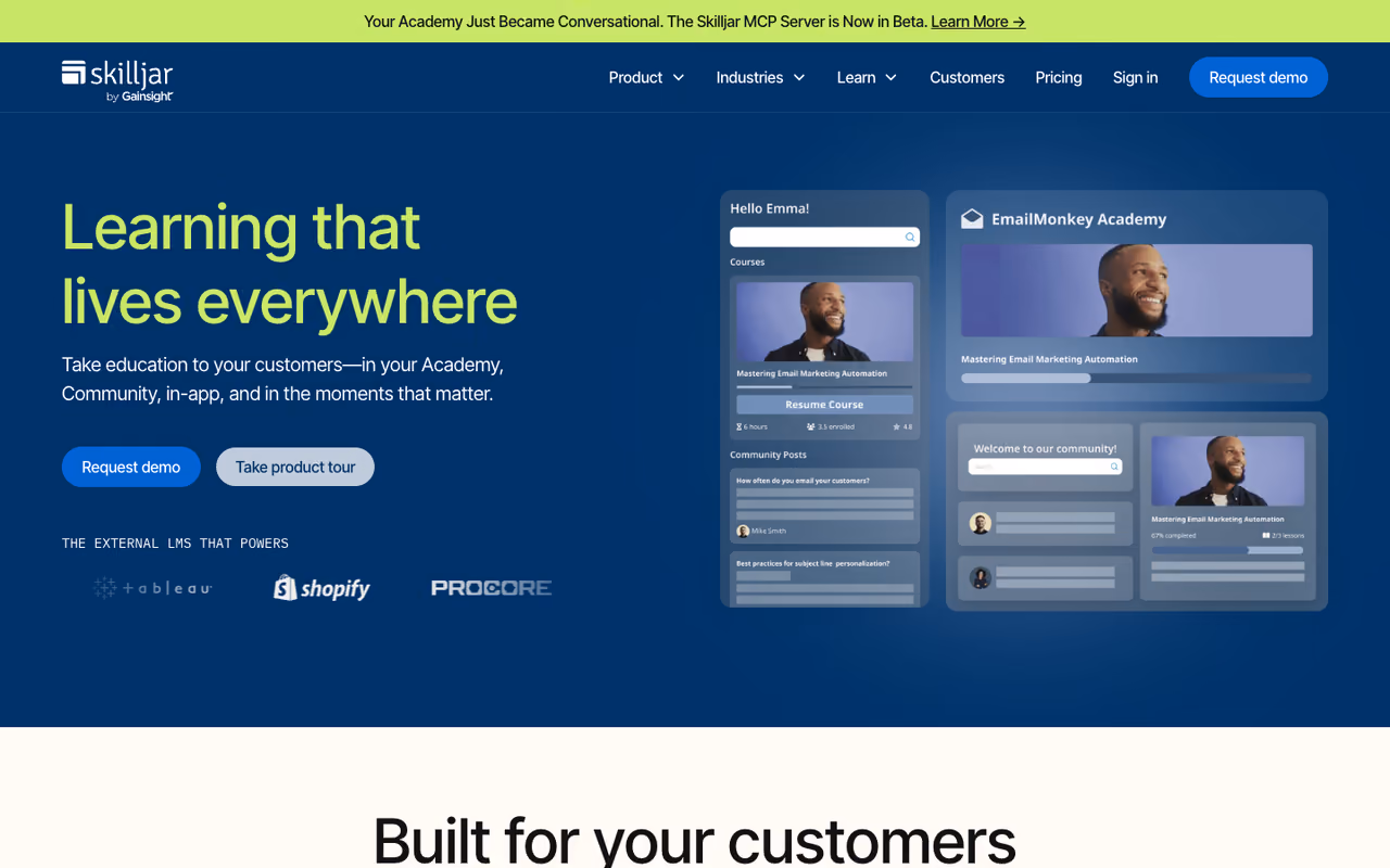 Skilljar homepage screenshot