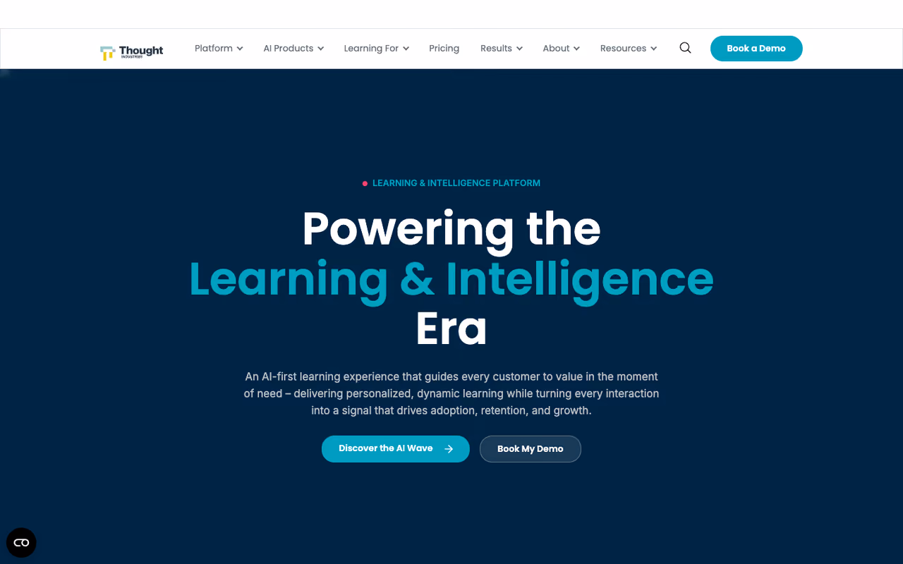 Thought Industries homepage screenshot