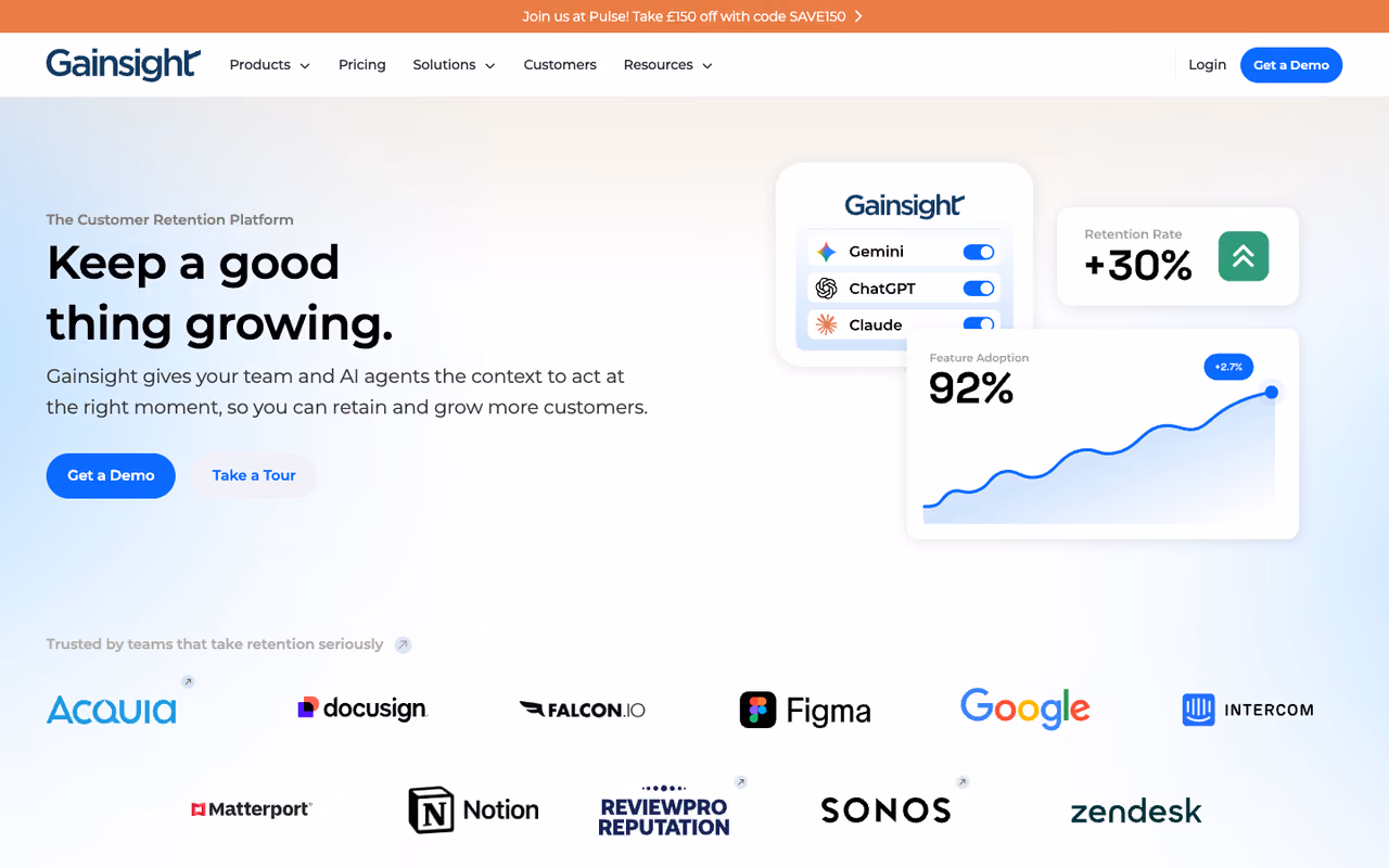 Gainsight homepage screenshot