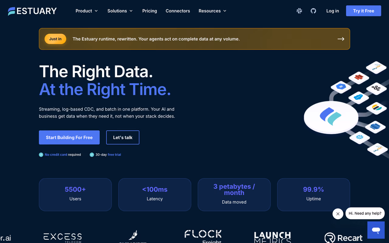 Estuary Flow homepage screenshot