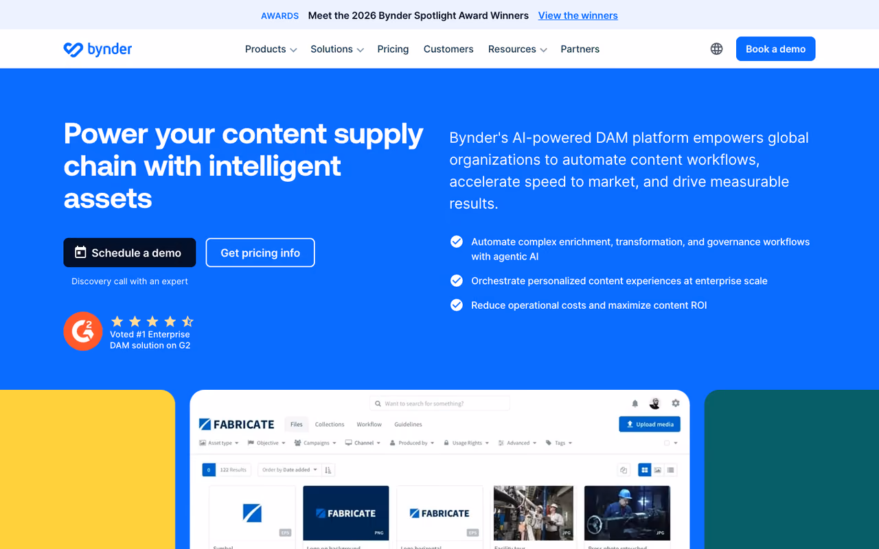 Bynder homepage screenshot