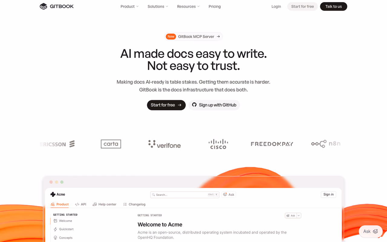 GitBook homepage screenshot