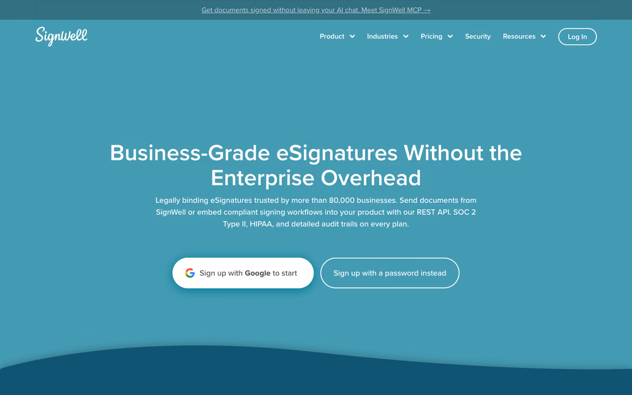 SignWell homepage screenshot