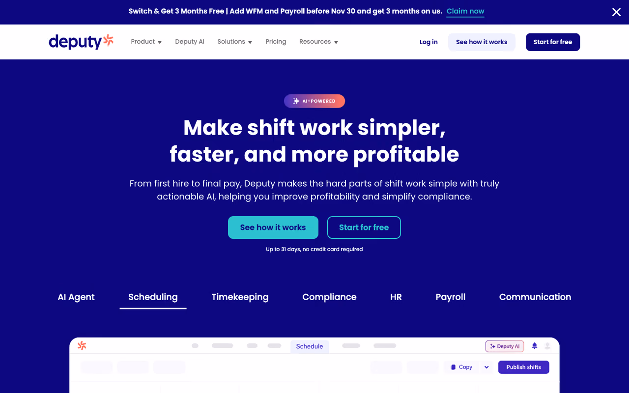 Deputy homepage screenshot