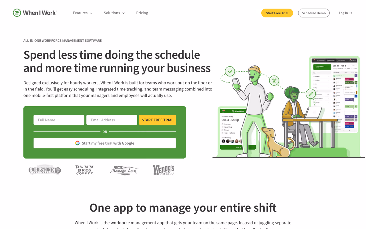 When I Work homepage screenshot
