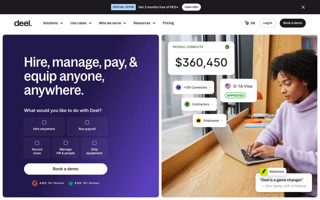 Deel homepage screenshot