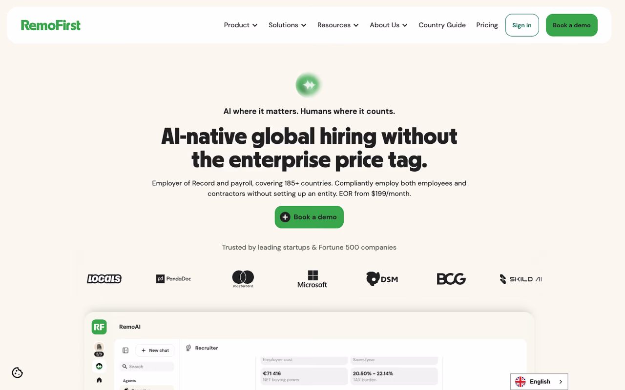 Remofirst homepage screenshot