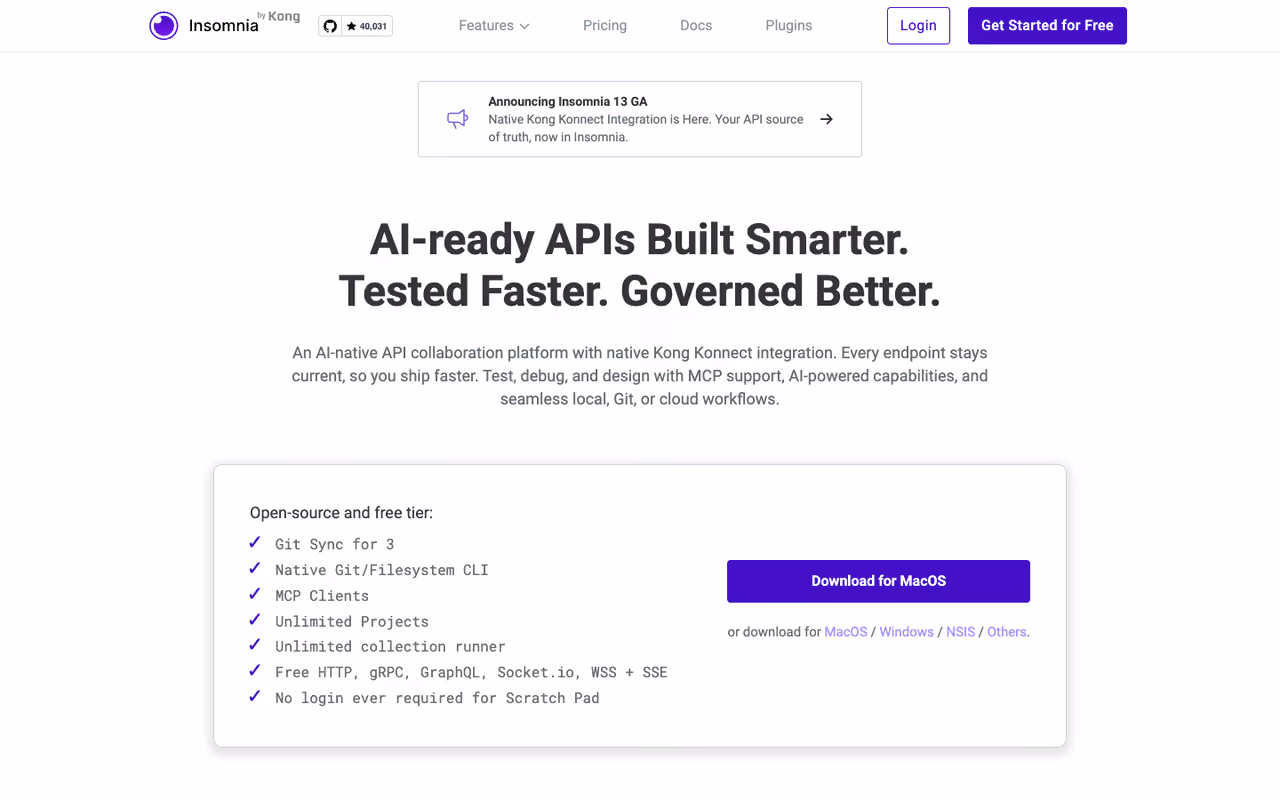 Insomnia homepage screenshot