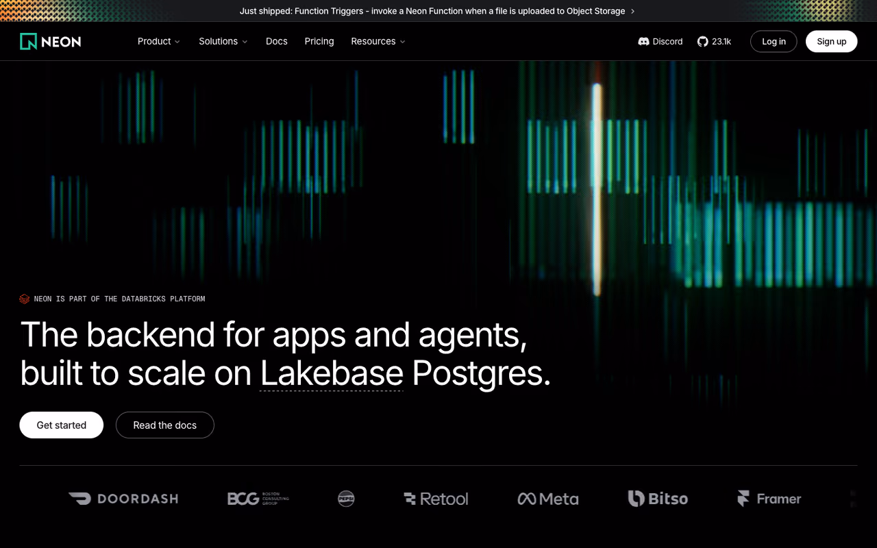 Neon homepage screenshot