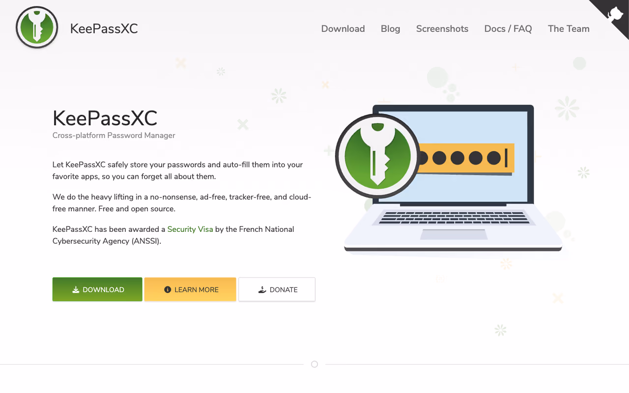 KeePassXC homepage screenshot