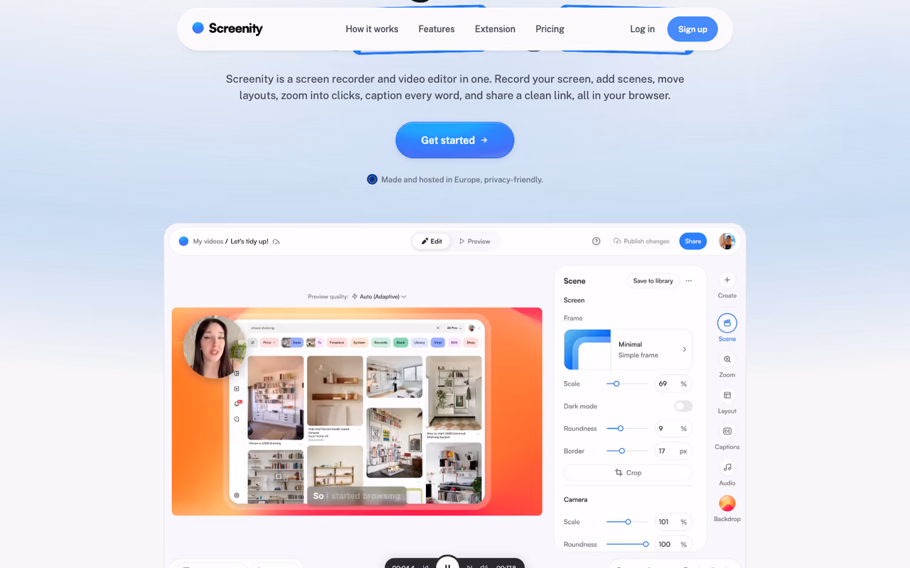 Screenity homepage screenshot