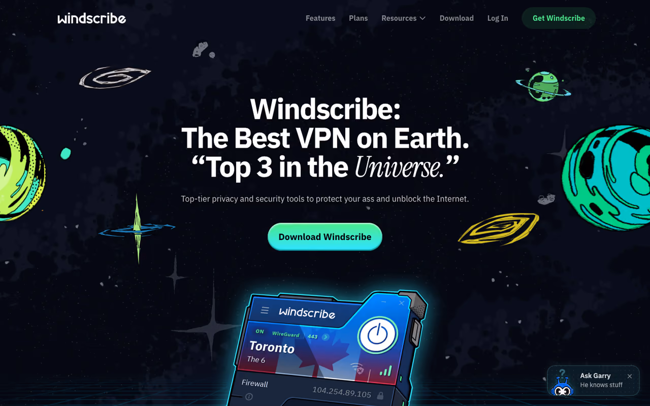 Windscribe homepage screenshot
