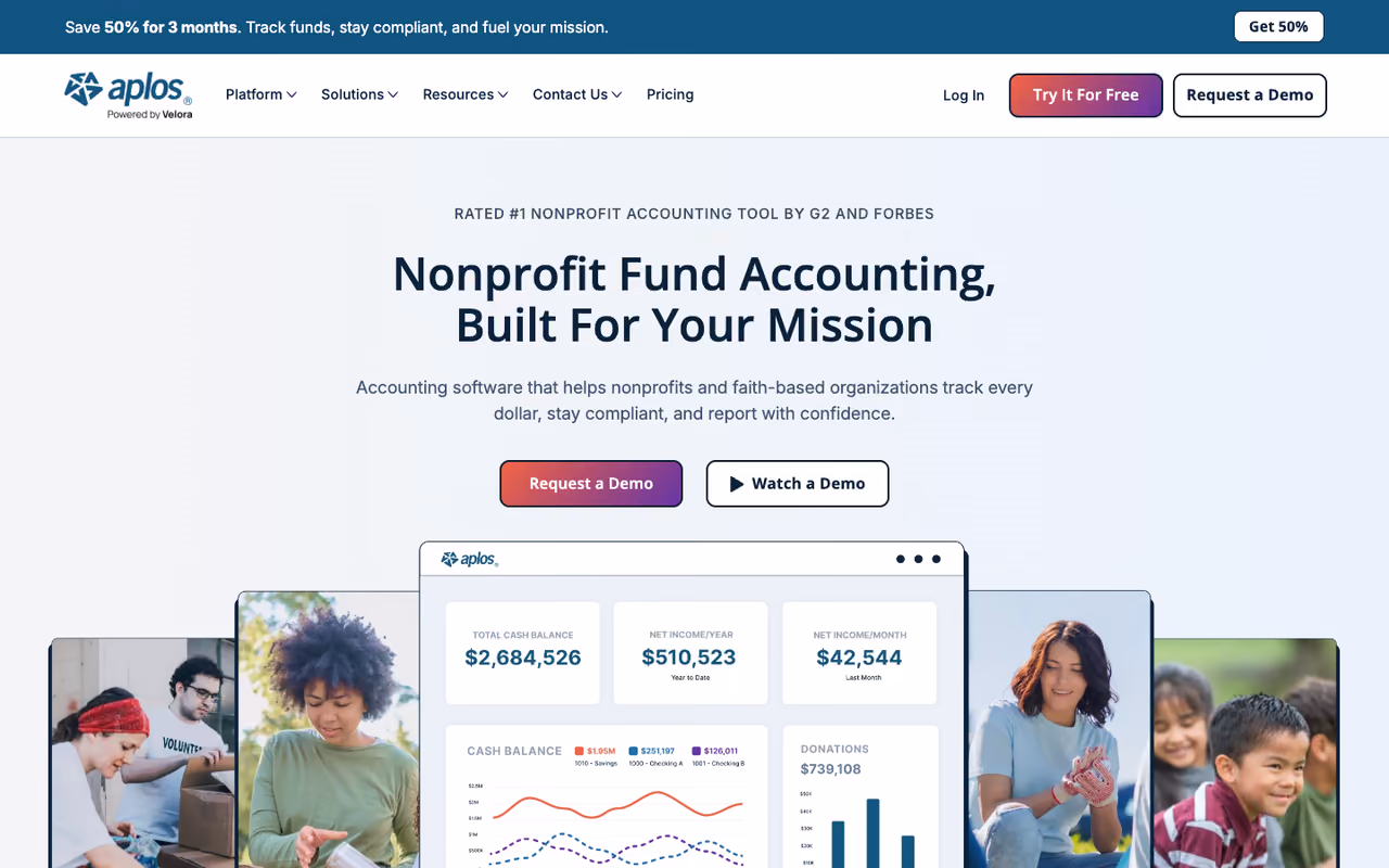 Aplos homepage screenshot