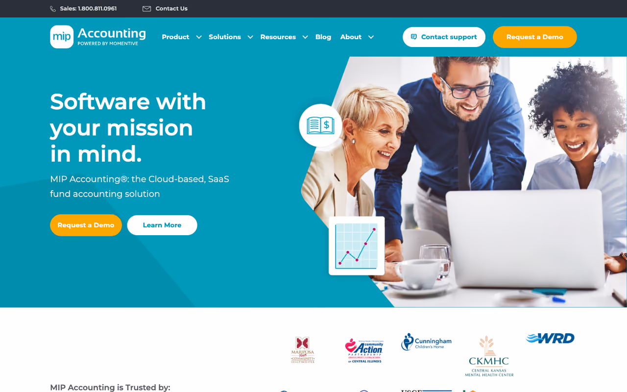 MIP Fund Accounting homepage screenshot