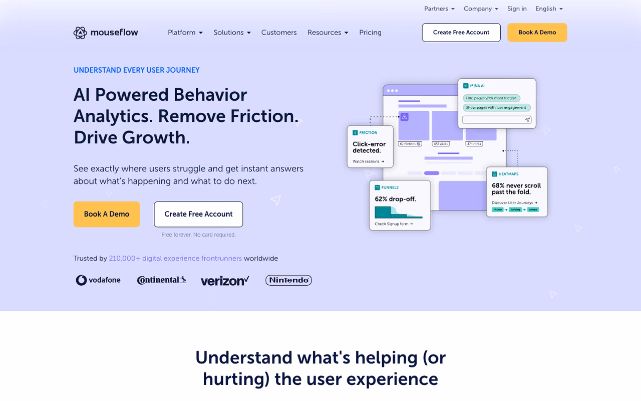 Mouseflow homepage screenshot