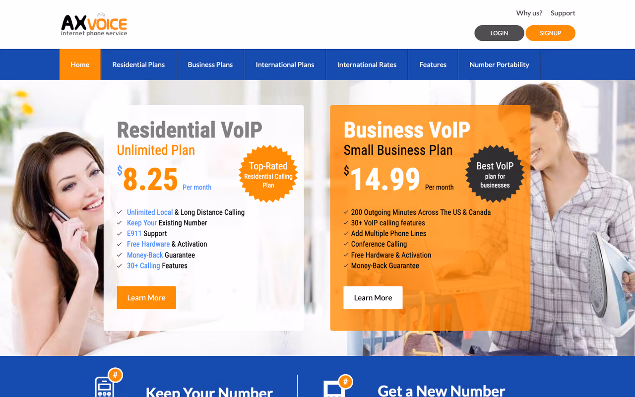 AXvoice homepage screenshot