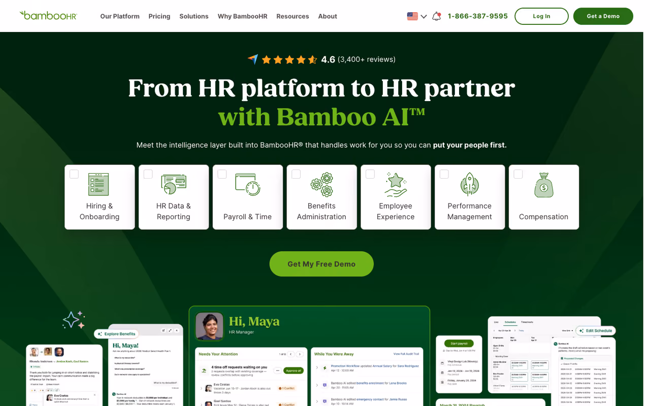 BambooHR homepage screenshot