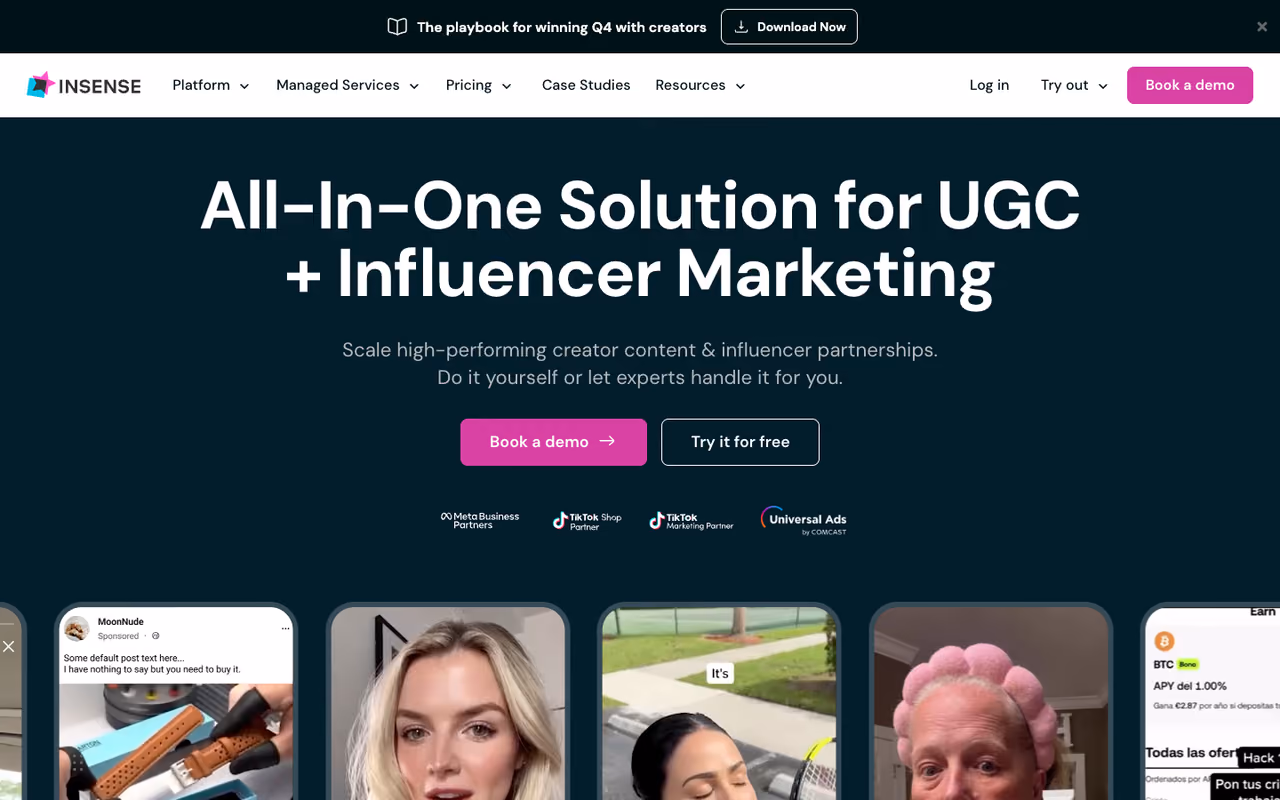 Insense homepage screenshot
