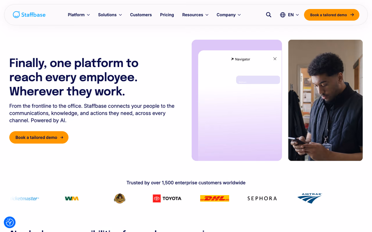 Staffbase homepage screenshot
