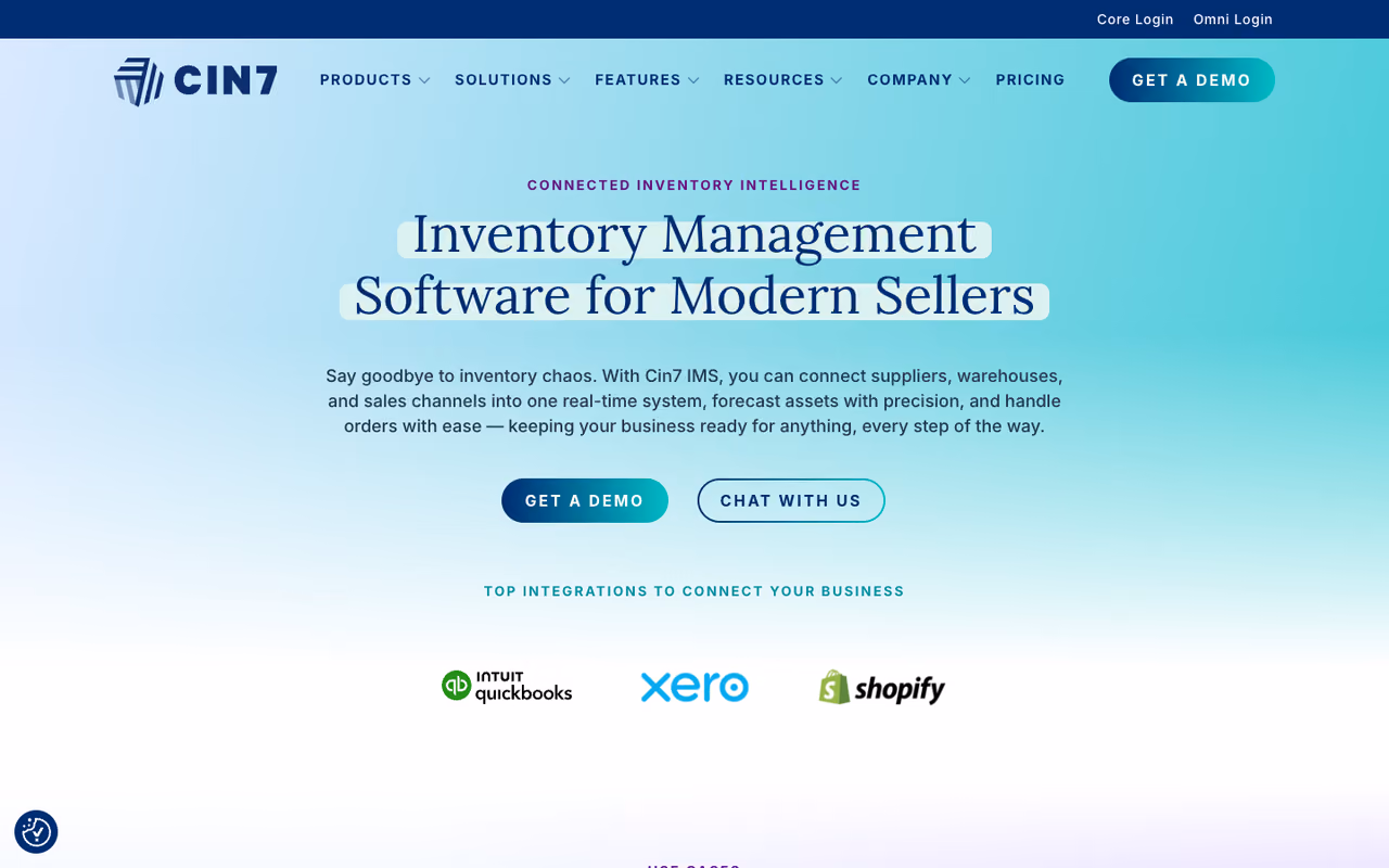 Cin7 homepage screenshot