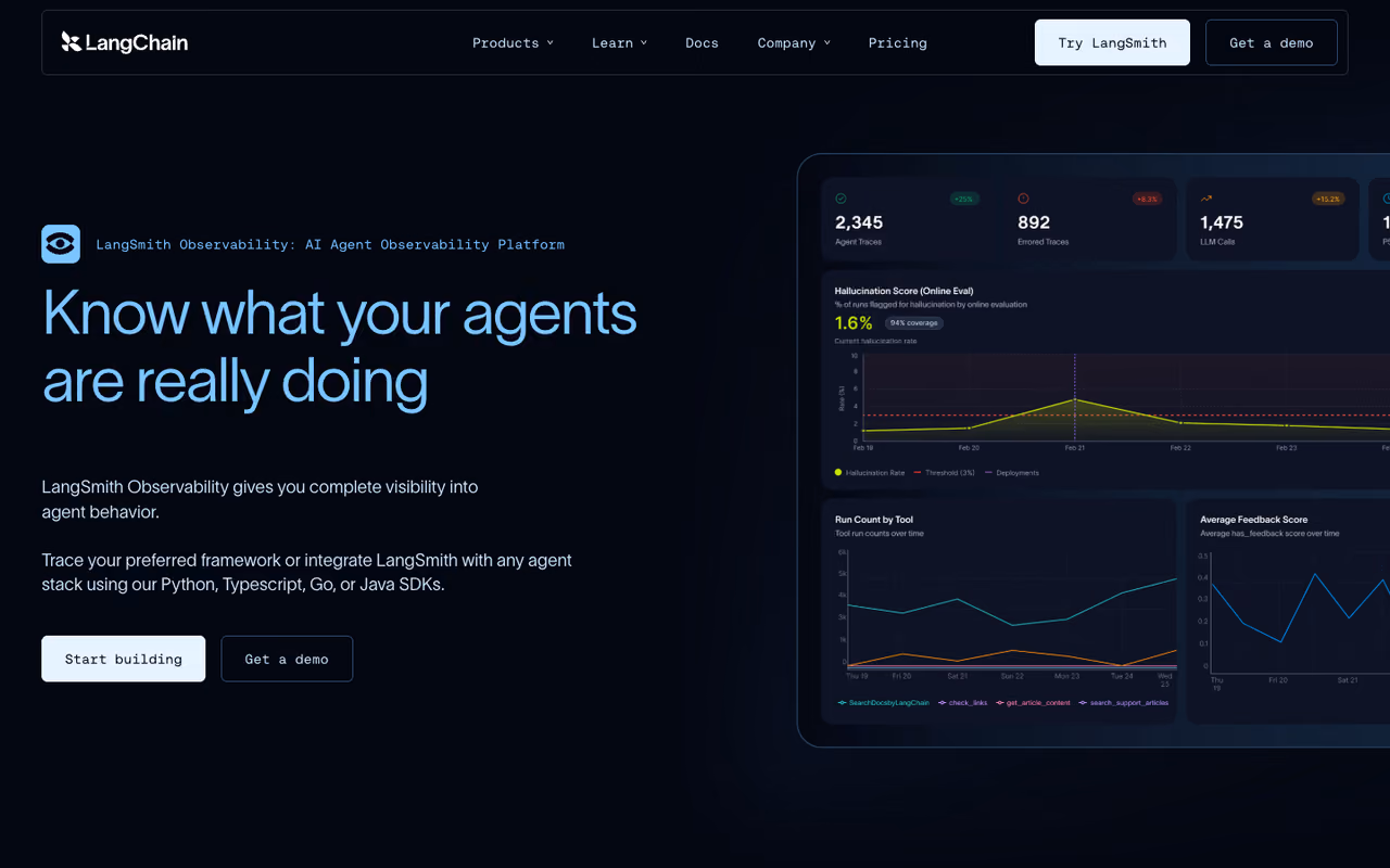 LangSmith homepage screenshot