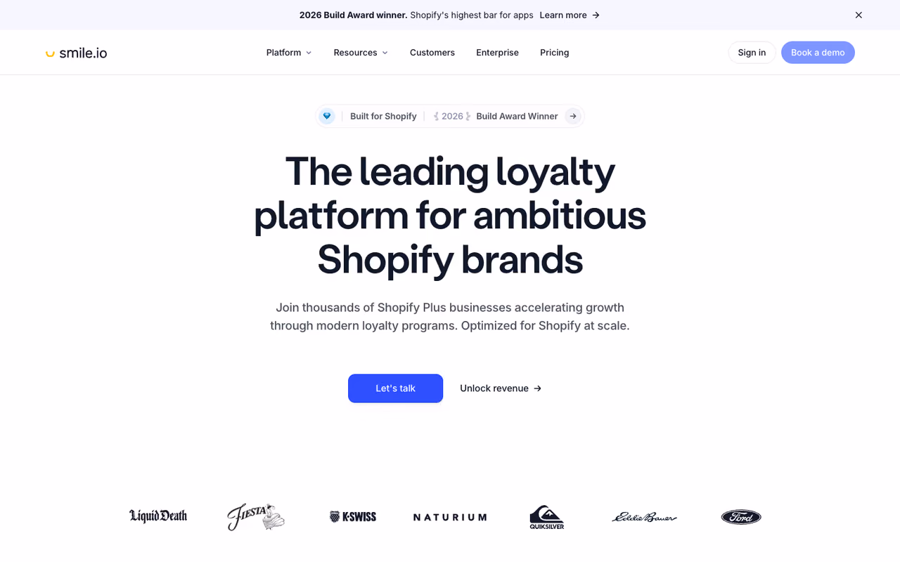 Smile.io homepage screenshot