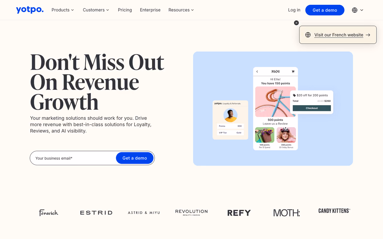 Yotpo homepage screenshot
