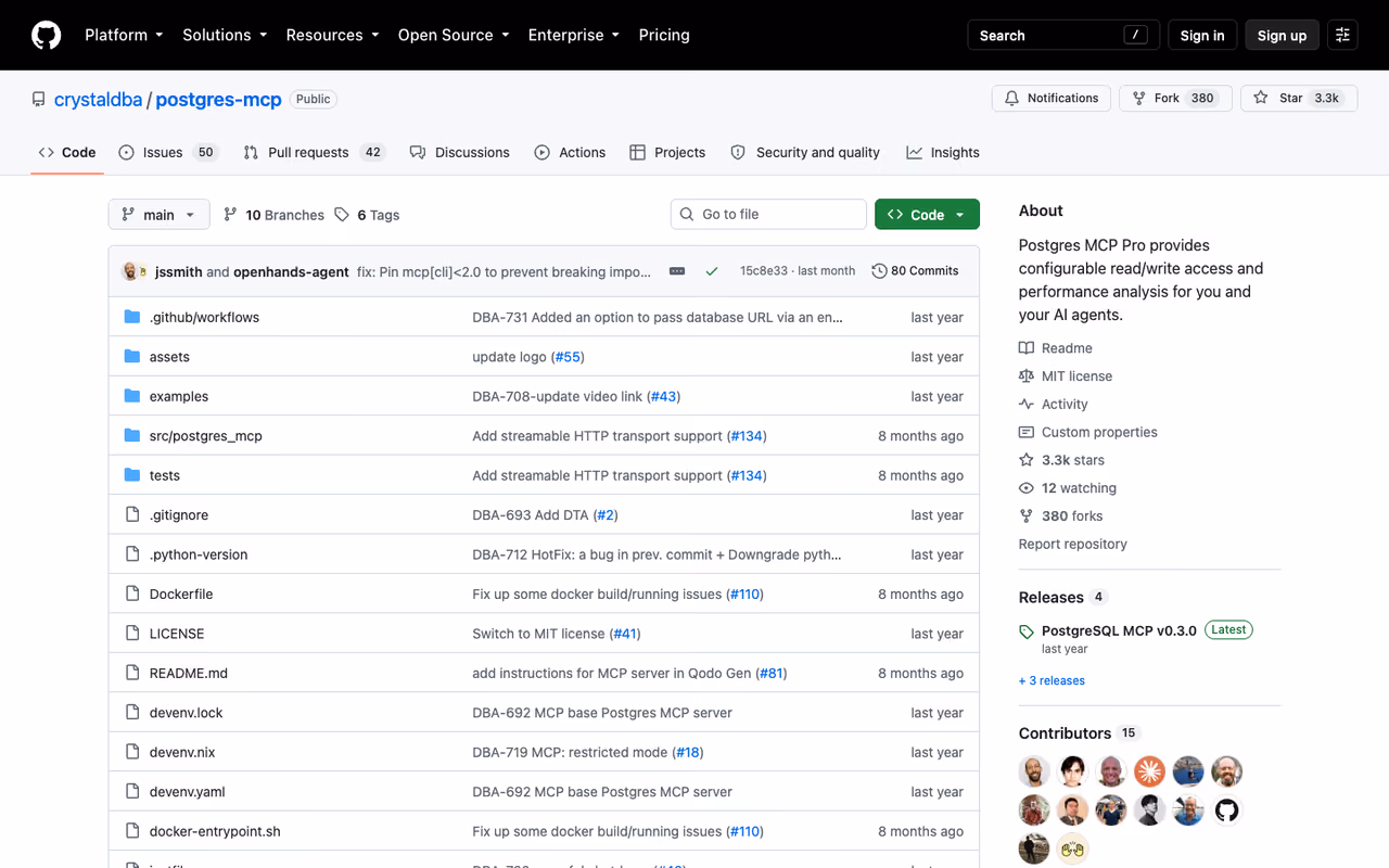 Postgres MCP Pro homepage screenshot