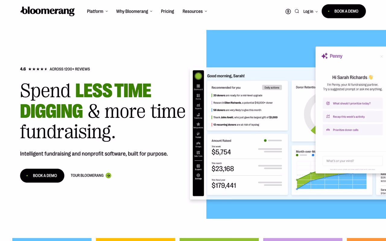 Bloomerang homepage screenshot