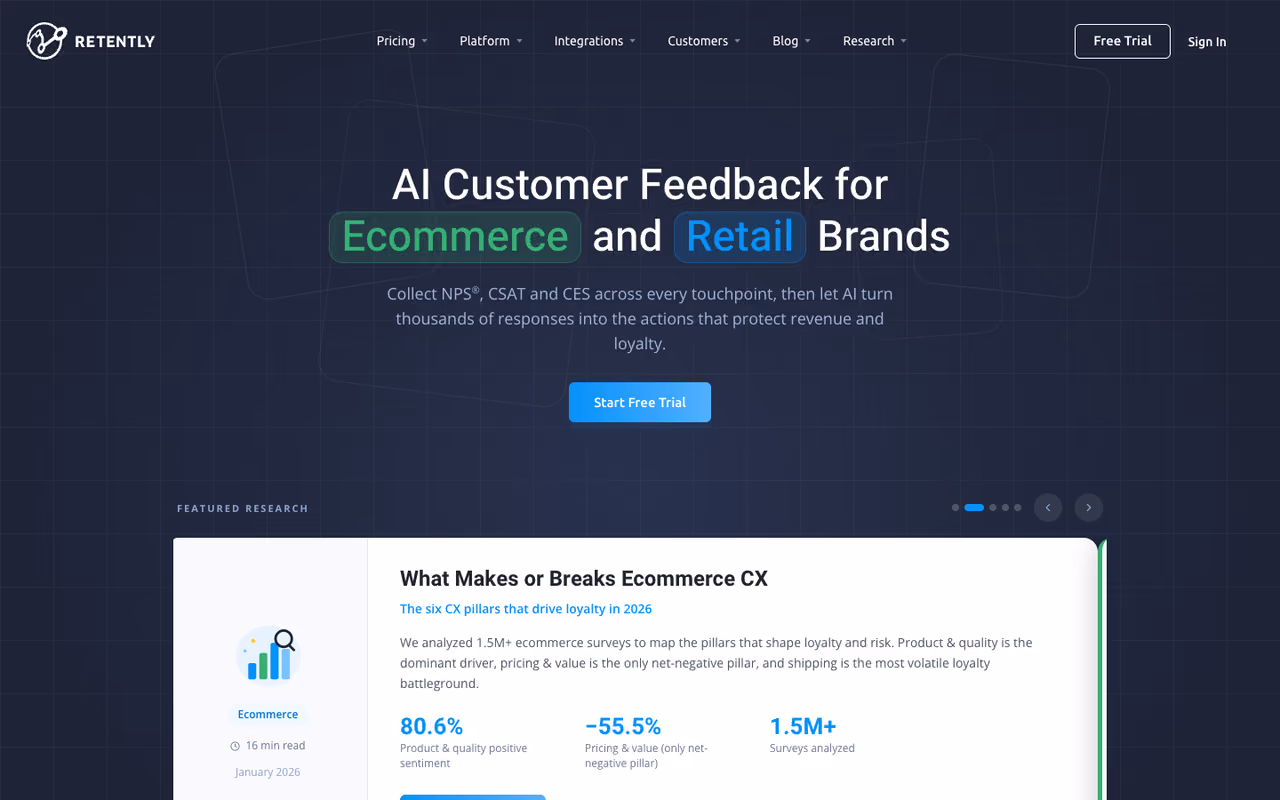 Retently homepage screenshot