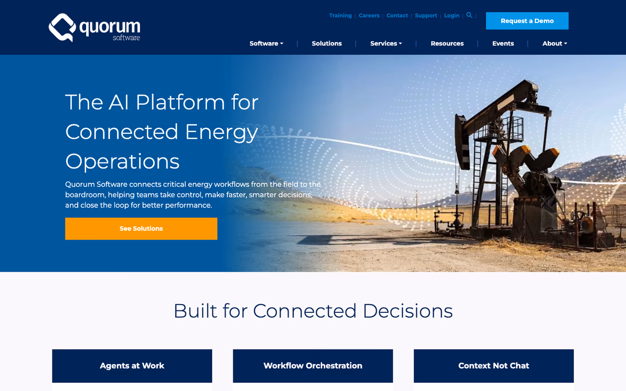 Quorum Software homepage screenshot