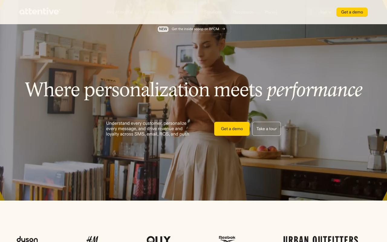 Attentive homepage screenshot