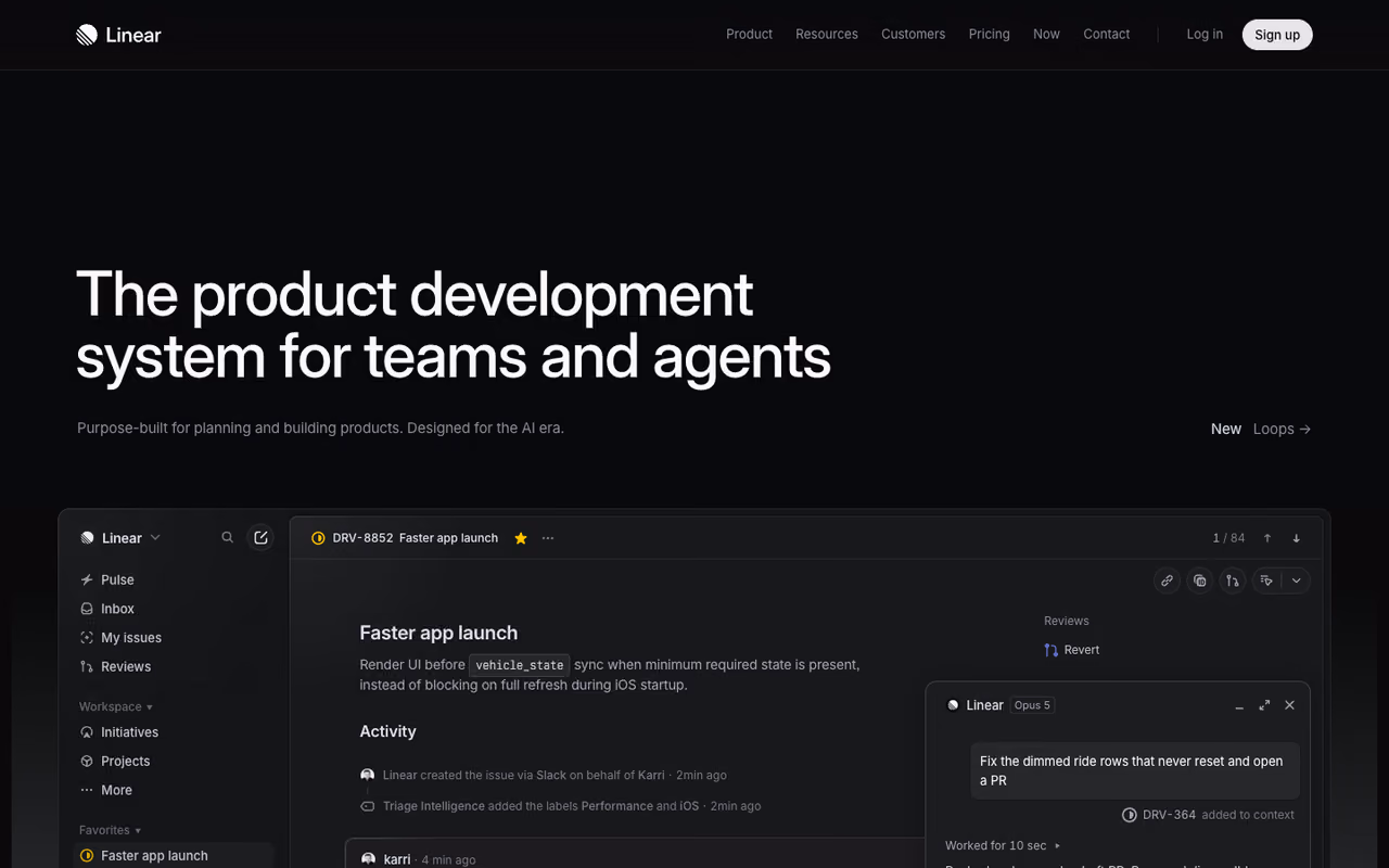 Linear homepage screenshot