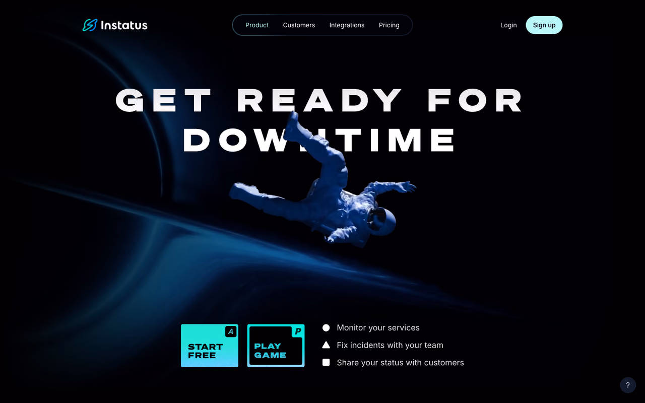 Instatus homepage screenshot