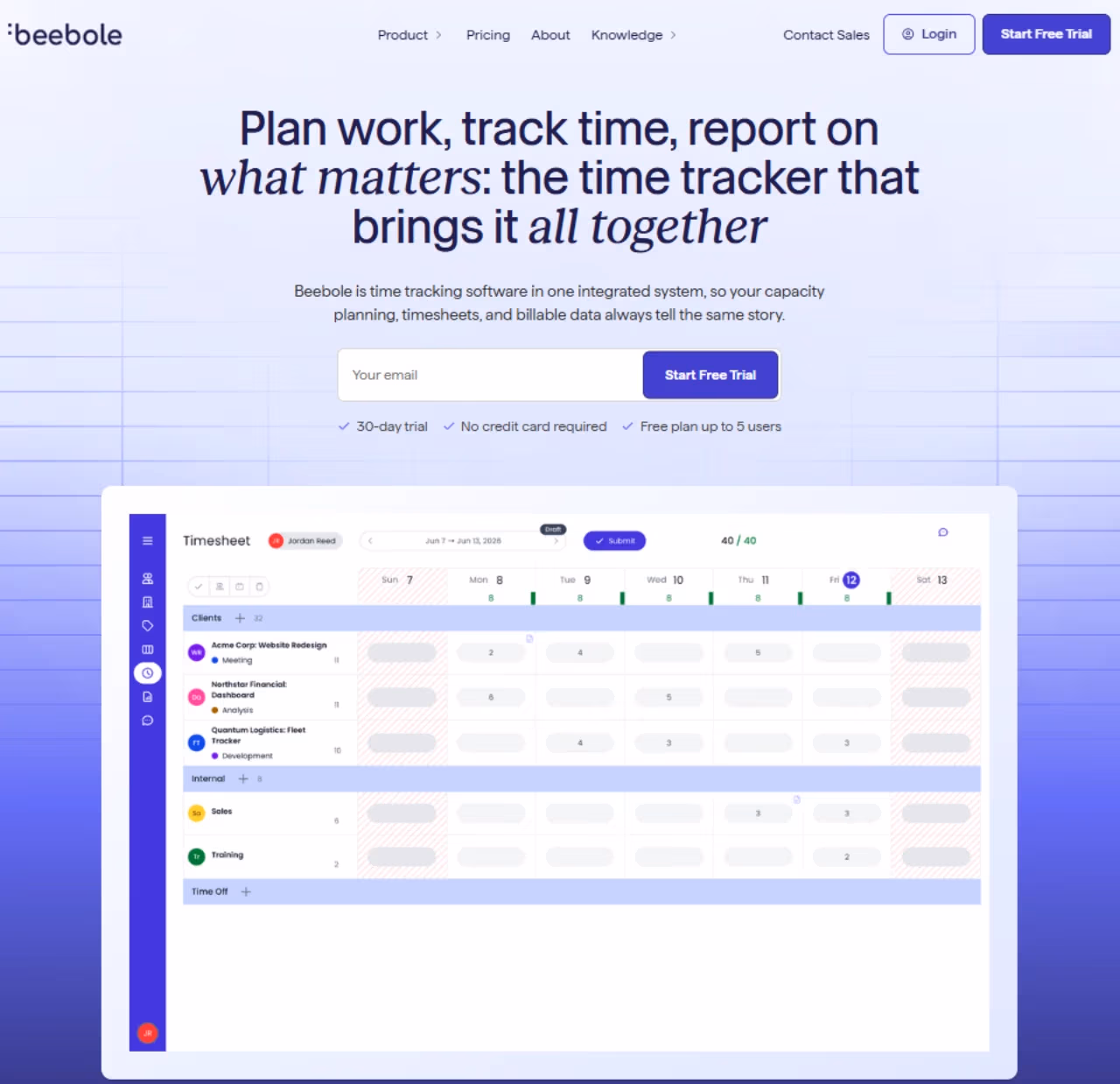 Beebole homepage screenshot