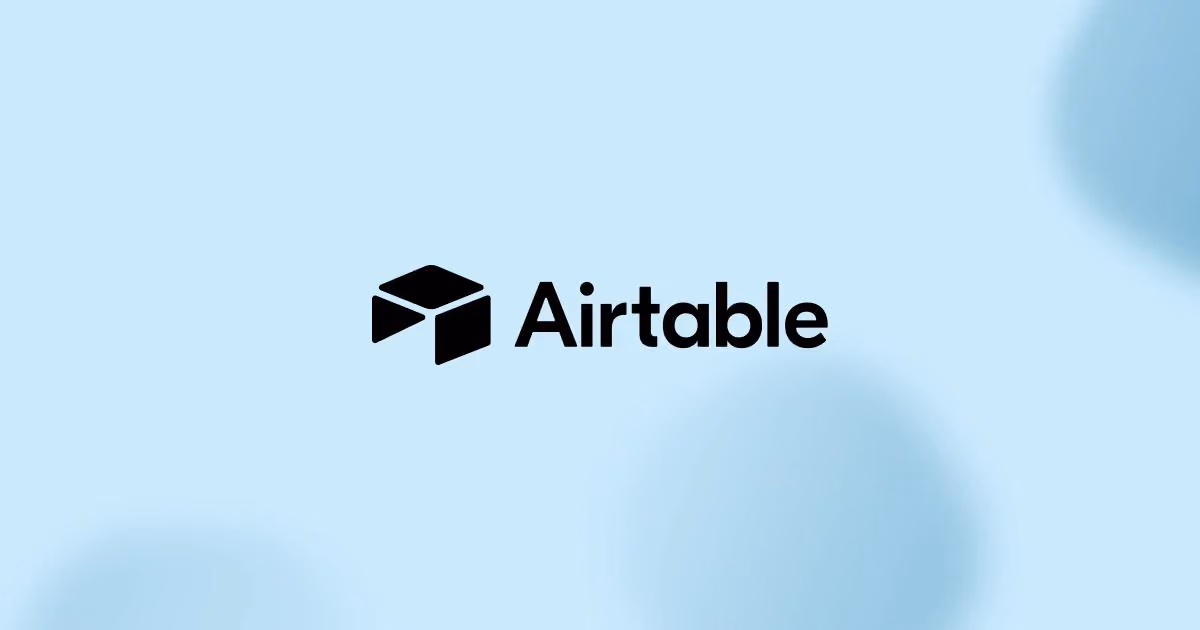 Airtable logo on a pale blue background