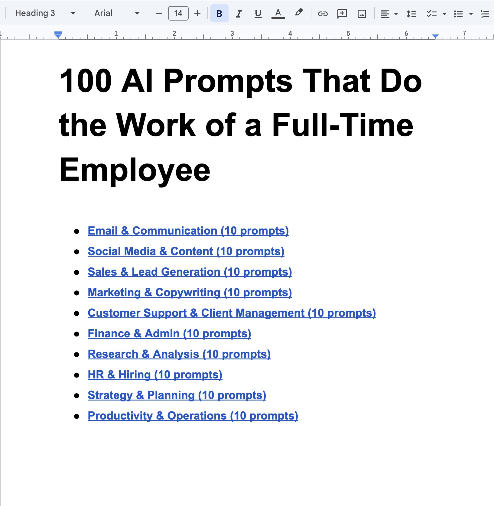 100 AI prompts for professionals