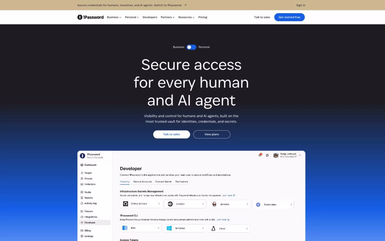 1Password productivity platform interface screenshot