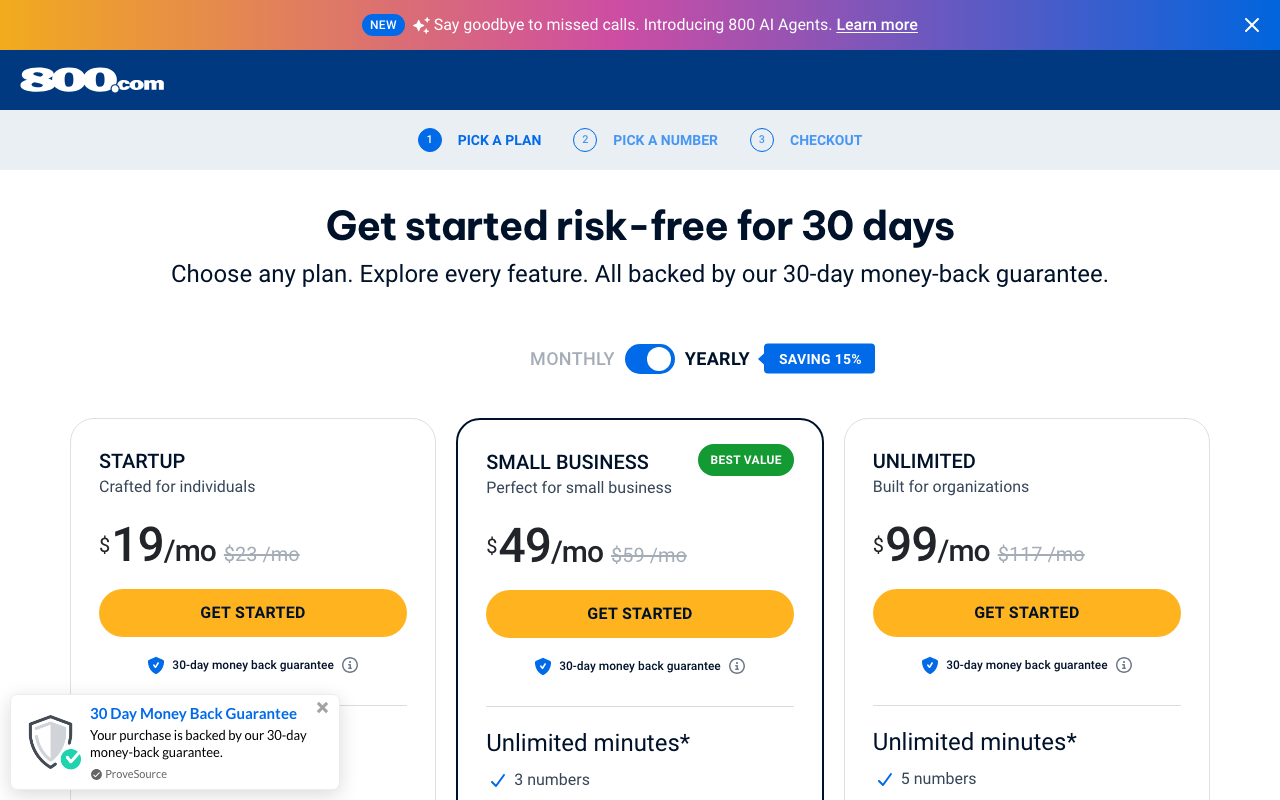 800.com sales platform interface screenshot