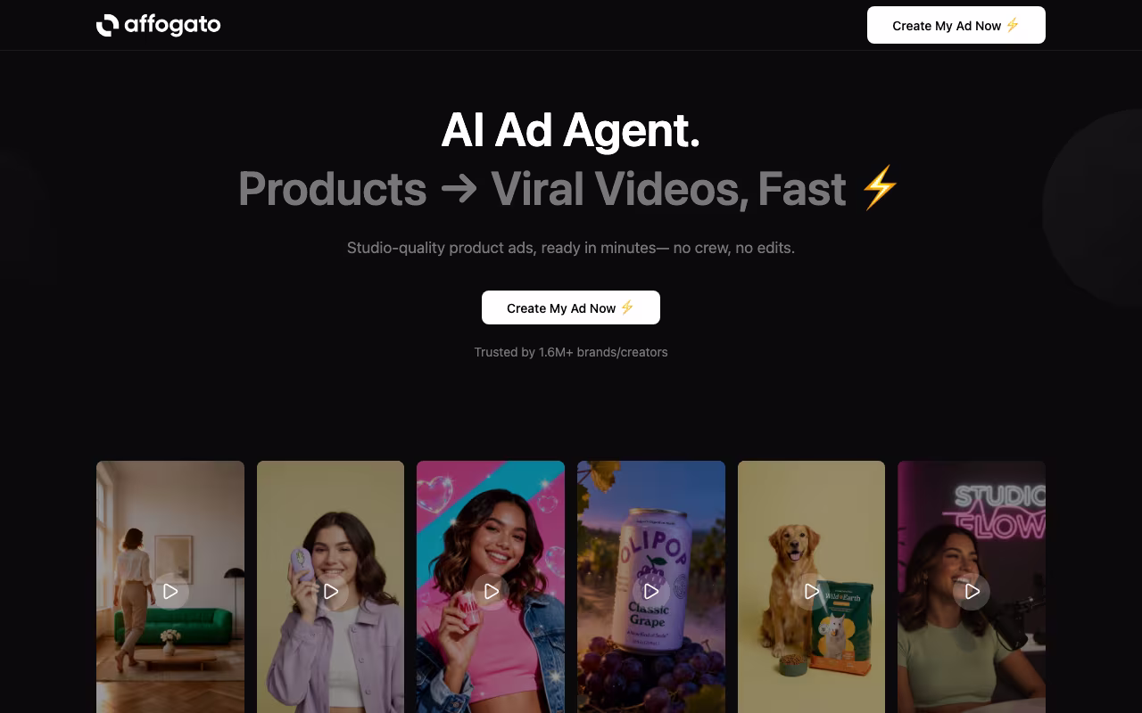 Affogato marketing platform interface screenshot