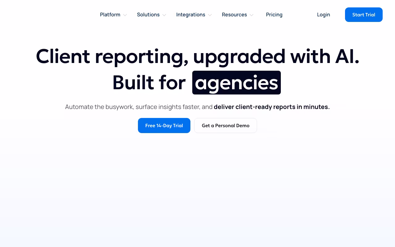 AgencyAnalytics marketing platform interface screenshot