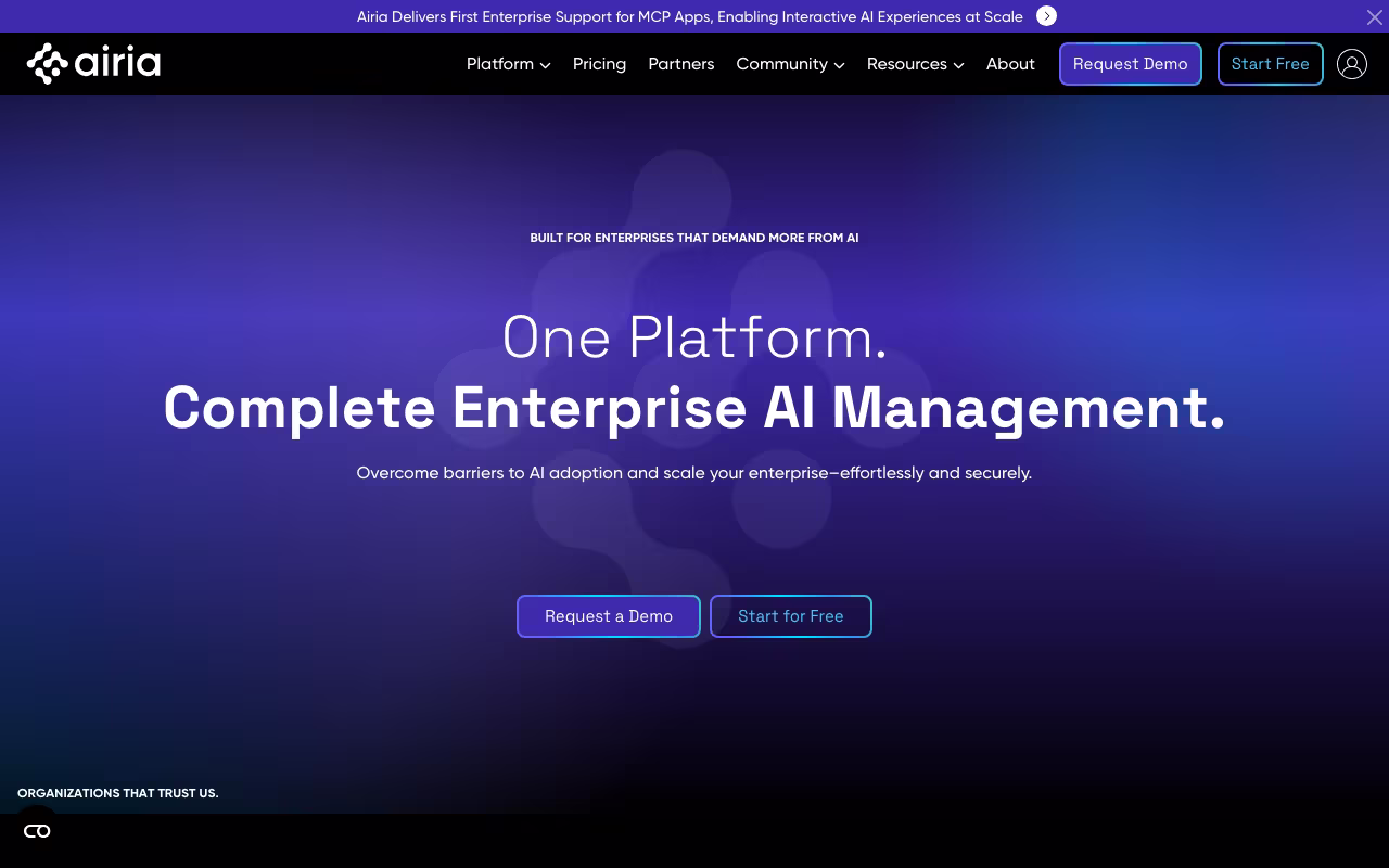 Airia dev platform interface screenshot