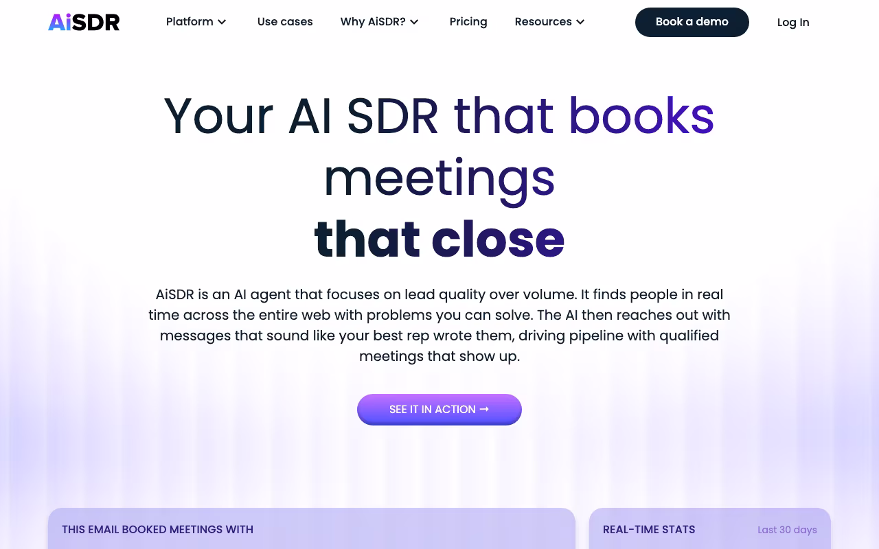 AiSDR sales platform interface screenshot