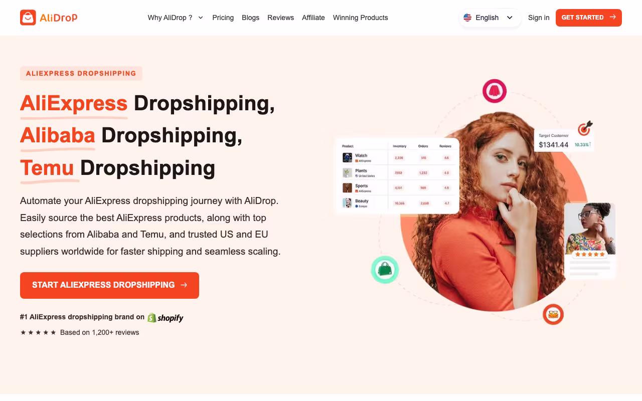 Alidrop marketing platform interface screenshot